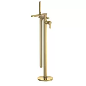 image of Nuie Arvan Freestanding Bath Shower Mixer - Brushed Brass