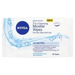 image of Nivea 3 in 1 Cleansing Micellar Face Wipes 25s