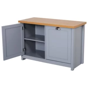 image of HOMCOM MDF Rustic 4-Compartment Storage Cabinet Grey