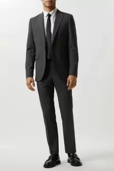 Image of Skinny Fit Grey Grid Check Suit Jacket