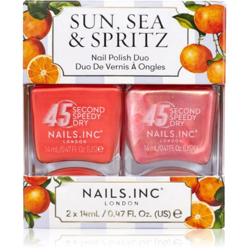 Image of Nails Inc. 45 Second Speedy Gloss nail polish duo-pack shade 2x14 ml