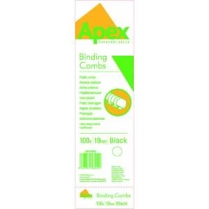 Image of Fellowes Apex Plastic Comb Black 19mm Pack of 100 6202501