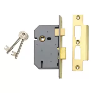 image of 2277 3 Lever Mortice Sashlock Polished Brass 77.5mm 3" Box