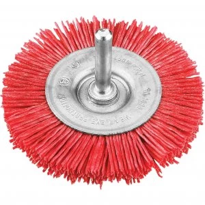 image of KWB Coarse Nylon Bristle Wheel Brush 100mm 6mm Shank