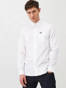 Image of Fred Perry Long Sleeved Oxford Shirt - White Size M Men