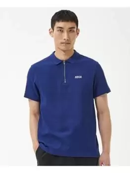Image of Barbour International Gauge Zip Polo Shirt - Blue Size 2XL, Men