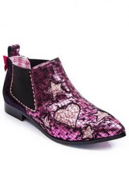 Image of Irregular Choice Starlight Empress Ankle Boots - Pink/Black, Size 9, Women