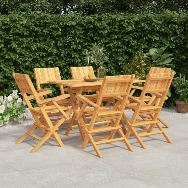 Image of VIDAXL 7 Piece Garden Dining Set Solid Wood Teak Vidaxl 8720845743437