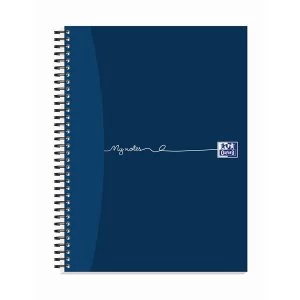 Image of Oxford My Notes A4 Notebook Wirebound 320 Pages 90gm2 Punched 4 Holes Perforated Ruled Margin Card Cover Blue Pack 3