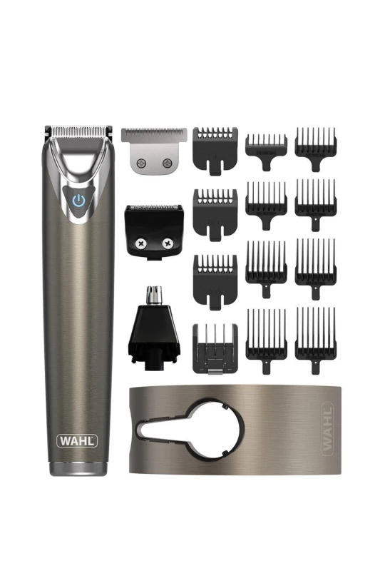 Image of Wahl Titanium Steel Lithium Beard and Stubble Trimmer Silver male