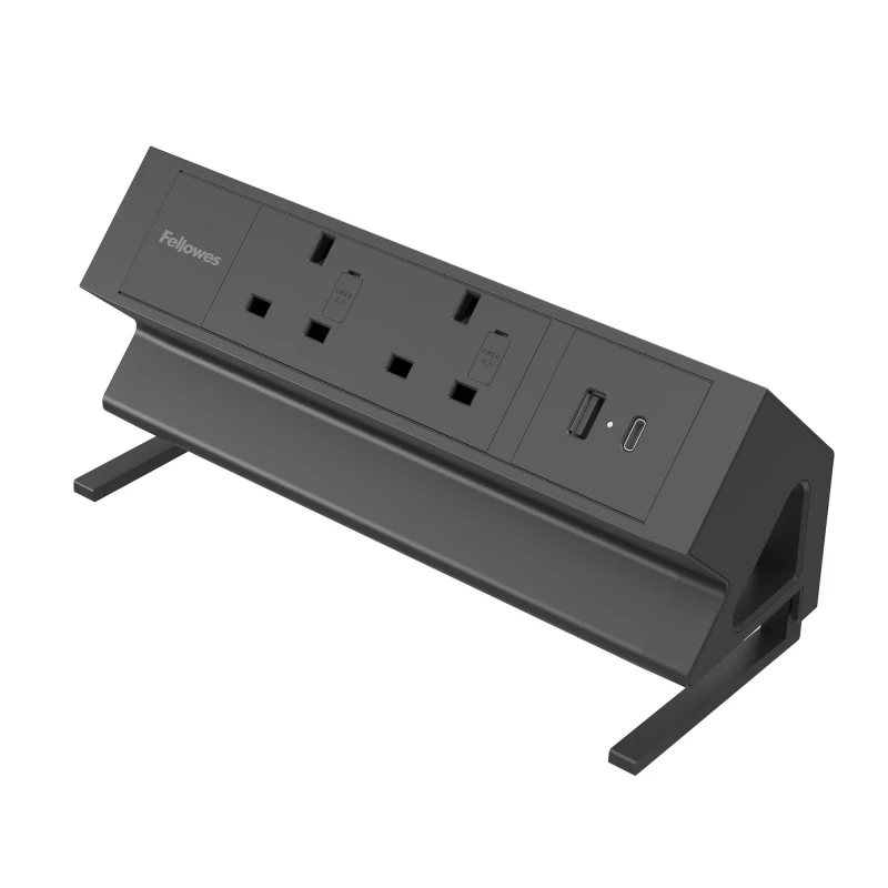 Image of FELLOWES Power Desk 2 Extension Lead with USB 2 m, Black 043859806867