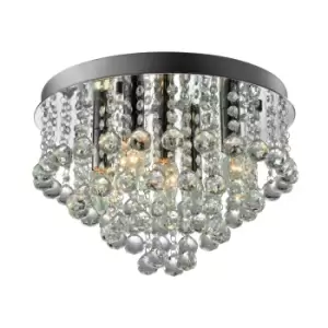 image of Alex Crystal Ceiling Light, Silver, 5x E14