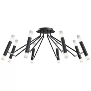 image of Maytoni Vigo Modern Multi Arm Semi Flush Ceiling light Black, Glass Matt White Shade