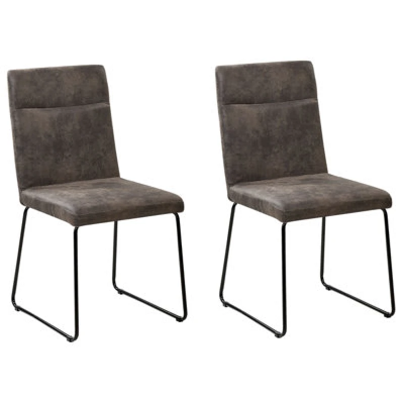 Image of Beliani Set Of 2 Dining Chairs Nevada Fabric Dark Grey