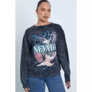 image of I Saw It First Charcoal Acid Wash Nevada Phoenix Oversized Sweatshirt - Grey