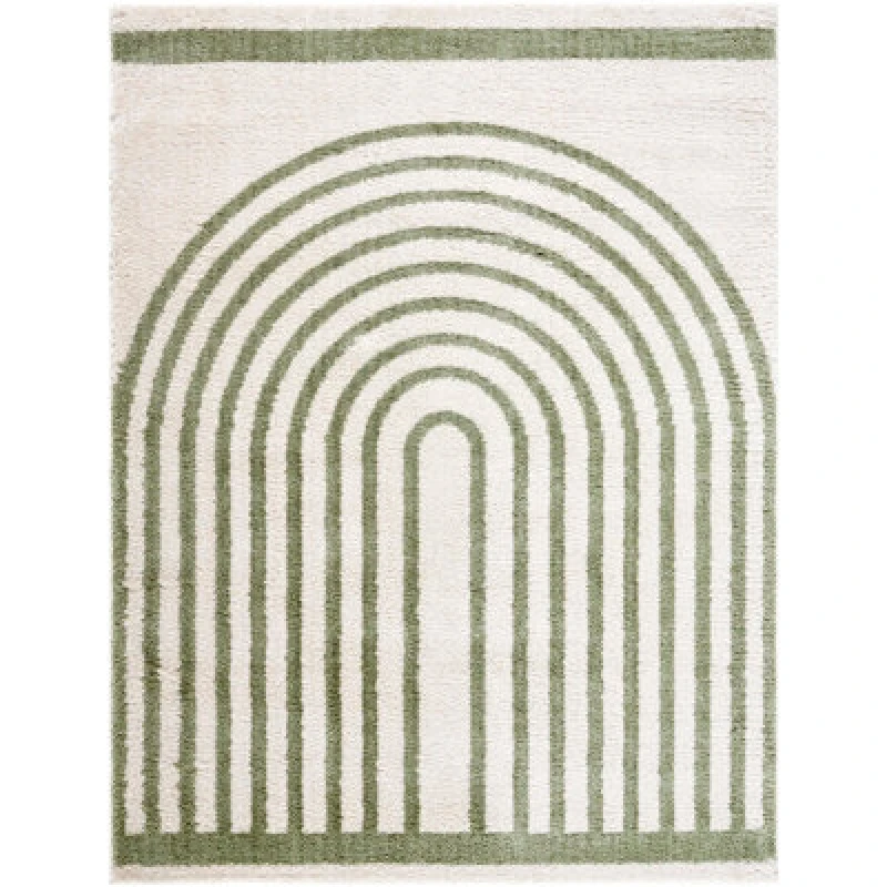 Image of Livabliss Fossay Shag-Washable Beige Brown Green Grey Modern High Pile Living Rug Size: 140cm x 200cm Green Unisex 140cm x 200 cm