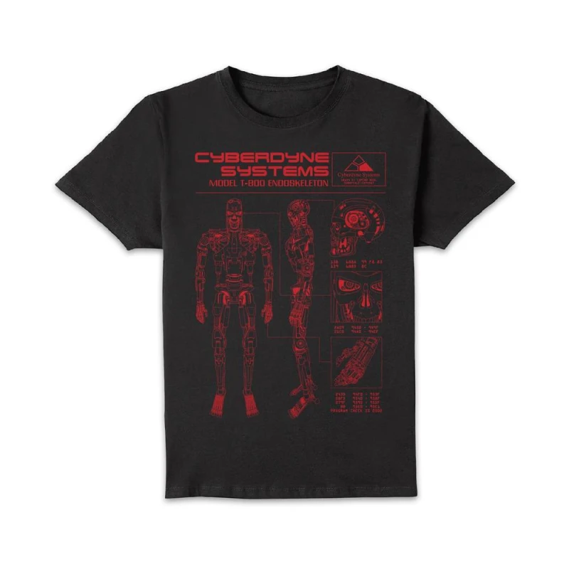 Image of The Terminator T-800 Schematic Unisex T-Shirt - Black - 3XL