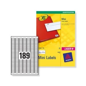 Image of Avery J8658-25 Mini Inkjet Labels 25.4 x 10mm White A4 Pack of 4725 Labels
