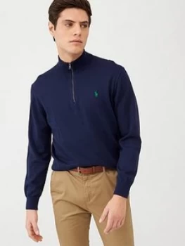 Image of Polo Ralph Lauren Golf Pima Half Zip Knitted Jumper - Navy
