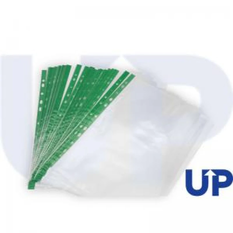 Image of UP Punched Pockets A4 30 Micron Clear Green Strip (100 Pack) UP0005