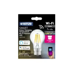 Image of Status Smart 7w Pearl CCT LED Filament GLS Bulb - BC