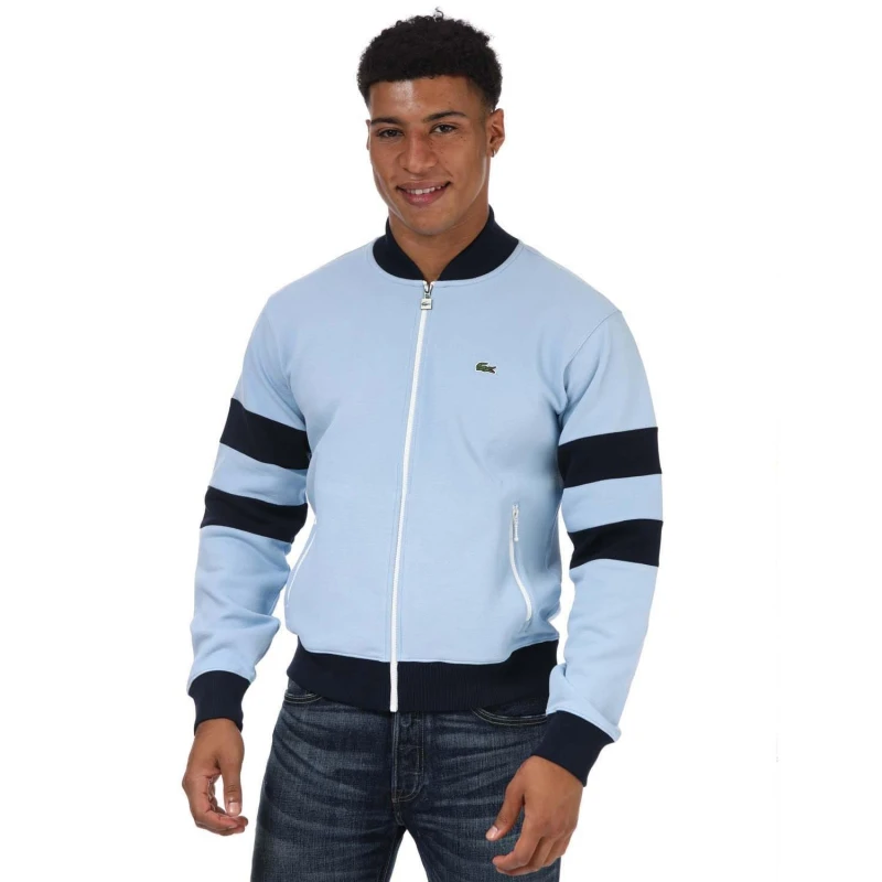 Image of Lacoste Heritage Teddy Style Zip Jacket - Blue Blue XS