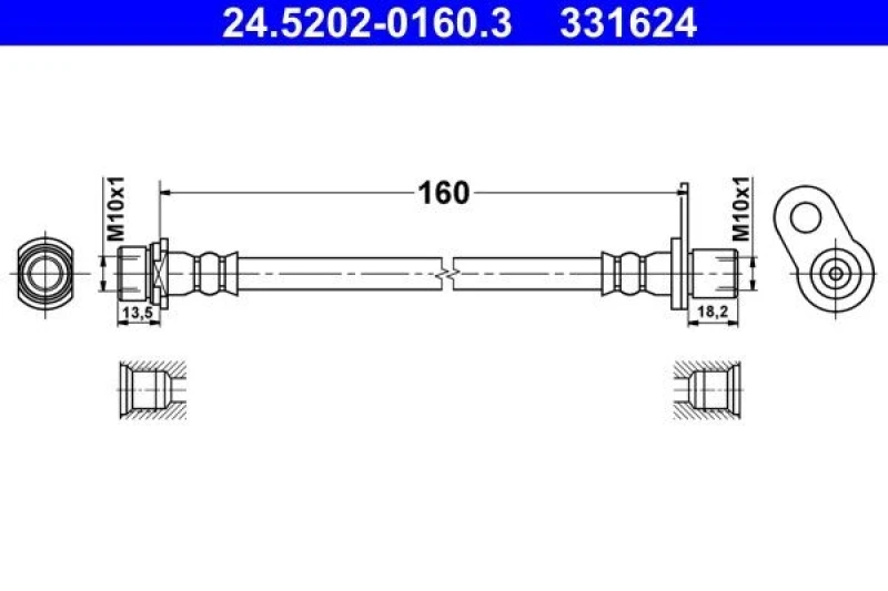Image of Brake hose ATE 24.5202-0160.3