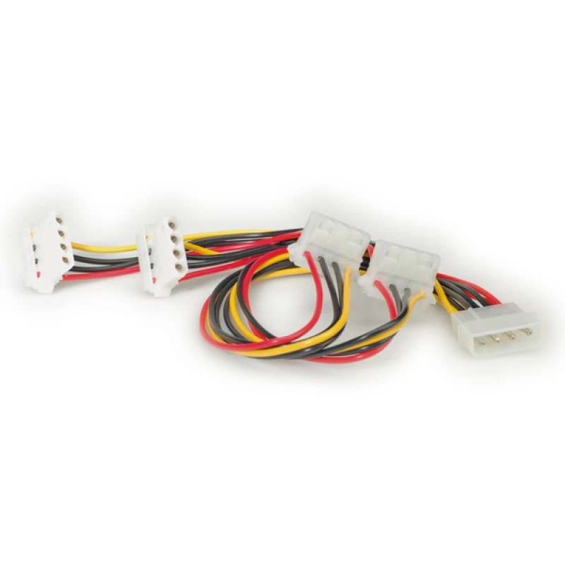 Image of ROLINE Internal Y-Power Cable. 4-pin HDD to 4x 4-pin HDD (90°) 0.15 m
