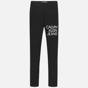 image of Calvin Klein Jeans Girl's Hybrid Logo Legging - Black - 16 Years