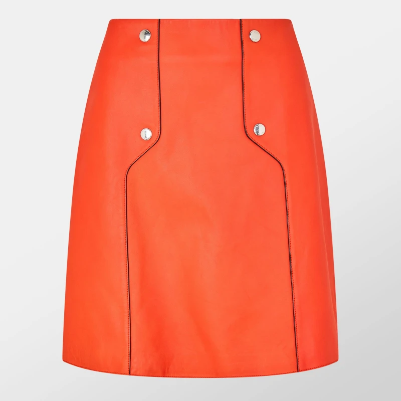 Image of Boss Womens Seminta Leather Shorts Bright Orange female 6 (XS)