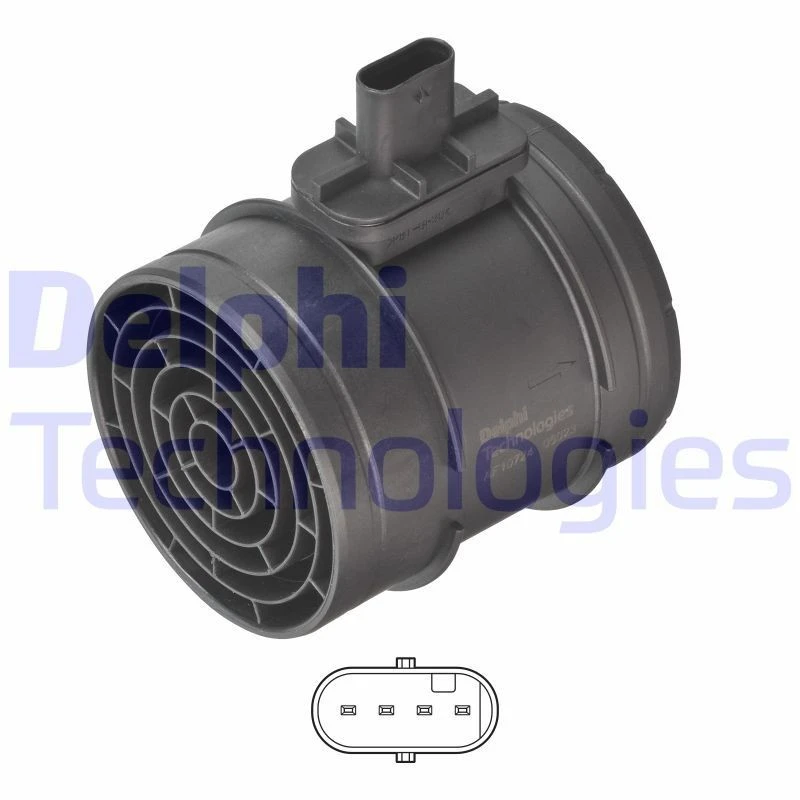 Image of DELPHI AF10724-12B1 Mass air flow sensor with housing Air Mass Sensor (3926)