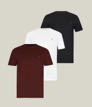 image of AllSaints Mens Brace Crew 3 Pack T-Shirts, JT Blk/charred/wht, Size: XS