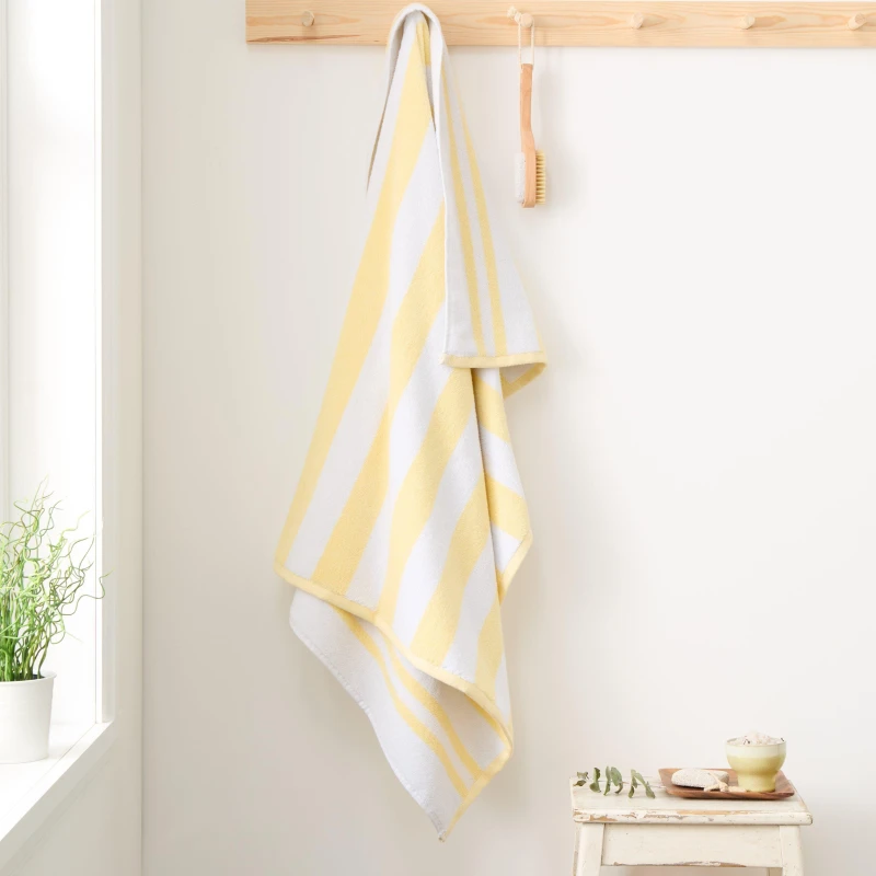 Image of Bianca Reversible Stripe Jacquard Towels Yellow