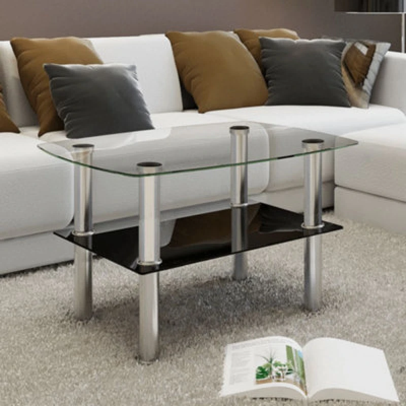 Image of Vidaxl Coffee Table Glass 2 Tiers