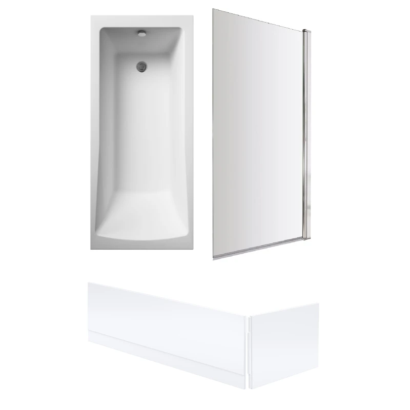 Image of Balterley Square Single Ended Bath Square Screen and Panels 1700 x 700mm White