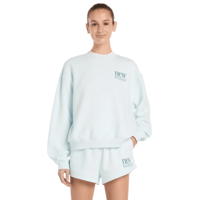 Image of New Balance fleece|Reimagined Women Sweatshirts - Blue - Size L - Cotton Jersey
