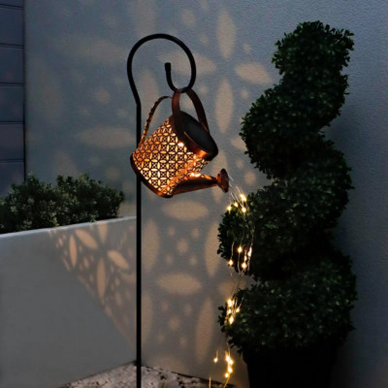 Image of Streetwize Solar Powered Watering Can Stake Light - Black 21x10.5x12