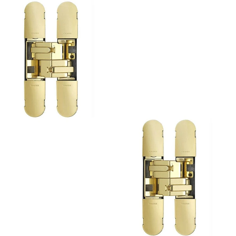 Image of Loops 2x 100 x 22mm Adjustable Medium Duty Concealed Hinge Brass Plated Internal Door Metallics