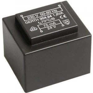 Image of PCB mount transformer 1 x 230 V 2 x 12 V AC 1.80 VA 75 mA