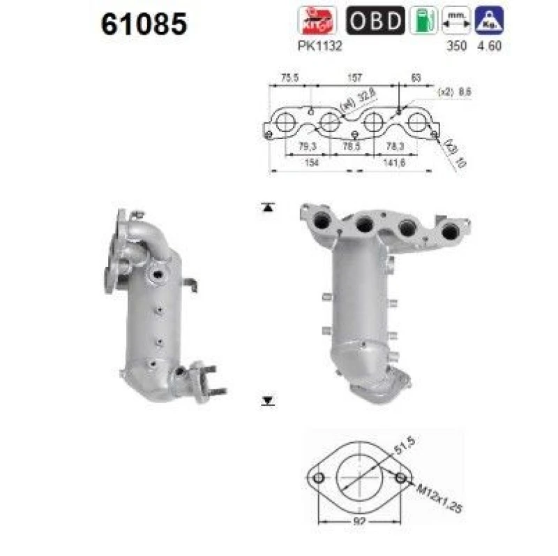 Image of AS Catalytic converter AS 61085