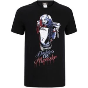 Image of DC Comics Mens Suicide Squad Harley Quinn Daddy's Lil Monster T-Shirt - Black