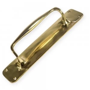 image of LocksOnline Polished Brass Door Pull Handle on Plate