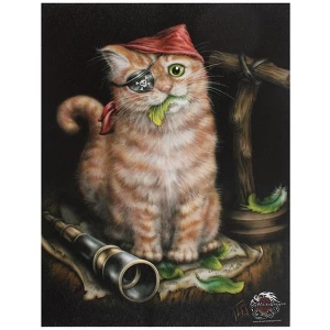 Image of Small Pirate Kitten Canvas Picture by Linda Jones