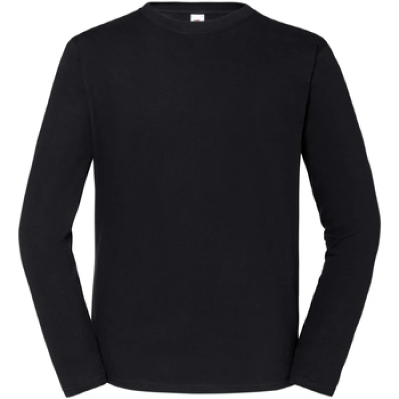Image of Fruit Of The Loom Fruit of the Loom Men Iconic 195 Long-Sleeved T-Shirt in Black Size: large Black L Male 5063693531546