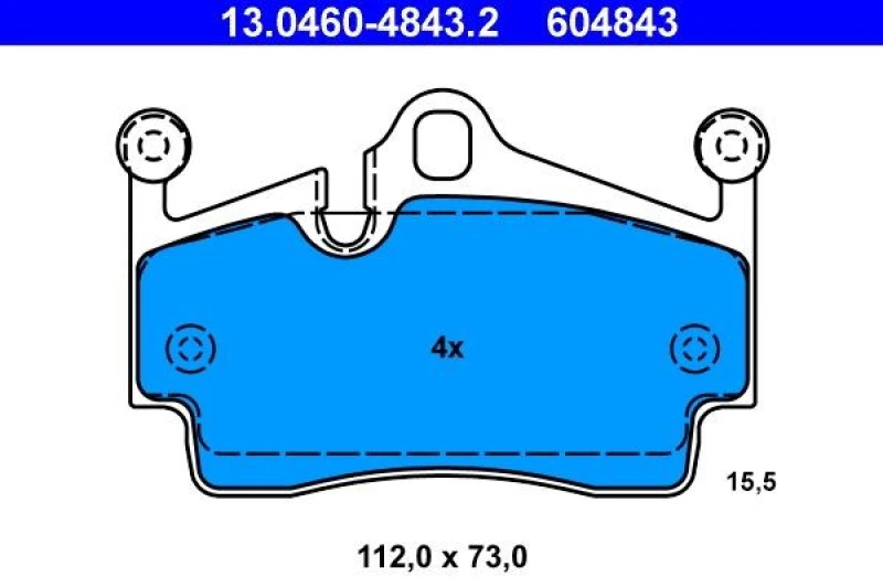 Image of ATE 13.0460-4843.2 Brake pad set excl. wear warning contact Brake Pad Set,disc brake (402)