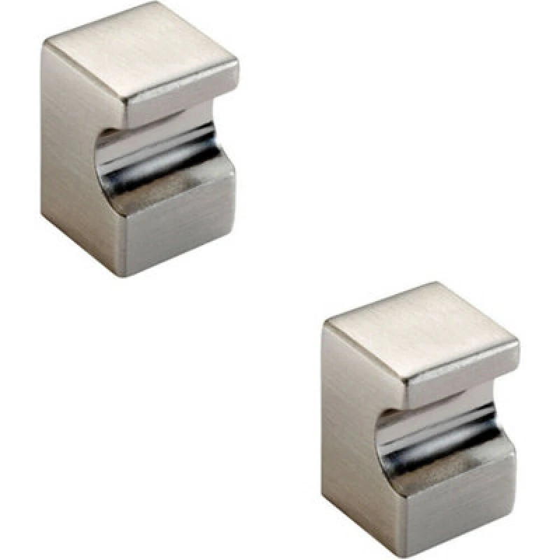 Image of Loops 2x Square Cupboard Door Knob 18 x 18mm 25mm Projection Satin Nickel Metallics unisex