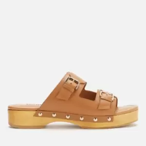 Image of Dune Womens Juniper Leather Clog Sandals - Tan - UK 8