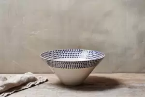 Image of Nkuku Indigo Drop Serving Bowl Serveware Blue Medium 12 x 25cm (Diameter)