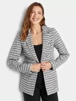 image of Long Tall Sally Black And White Boucle Blazer, Black, Size 12, Women