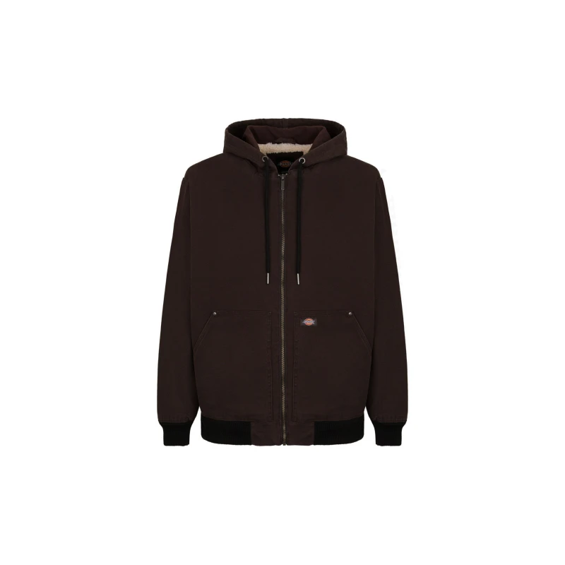 Image of Dickies Mens Cotton Hooded Long Sleeve Field Jacket Dark Brown male Medium
